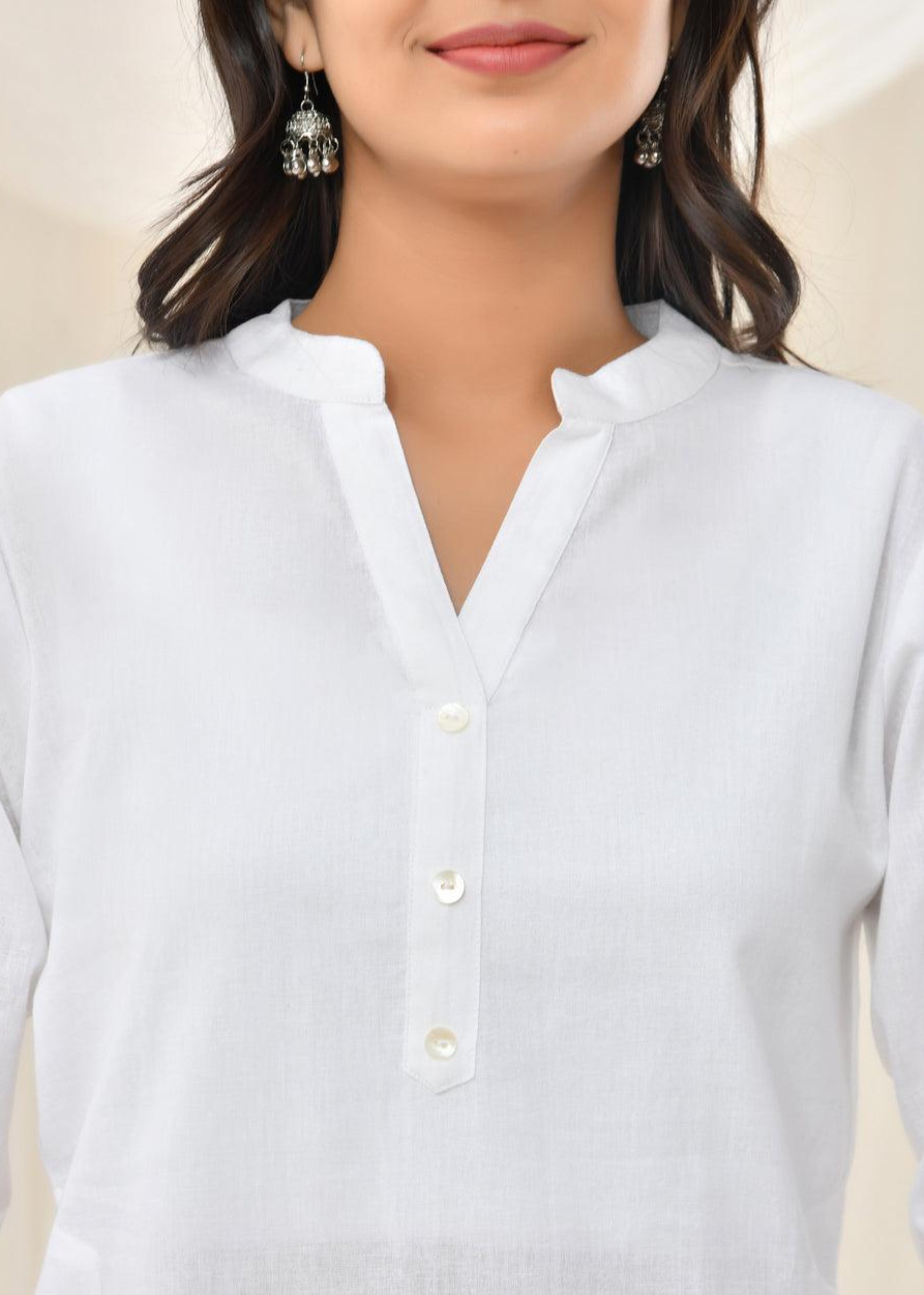 White Pure Cotton Long Kurta