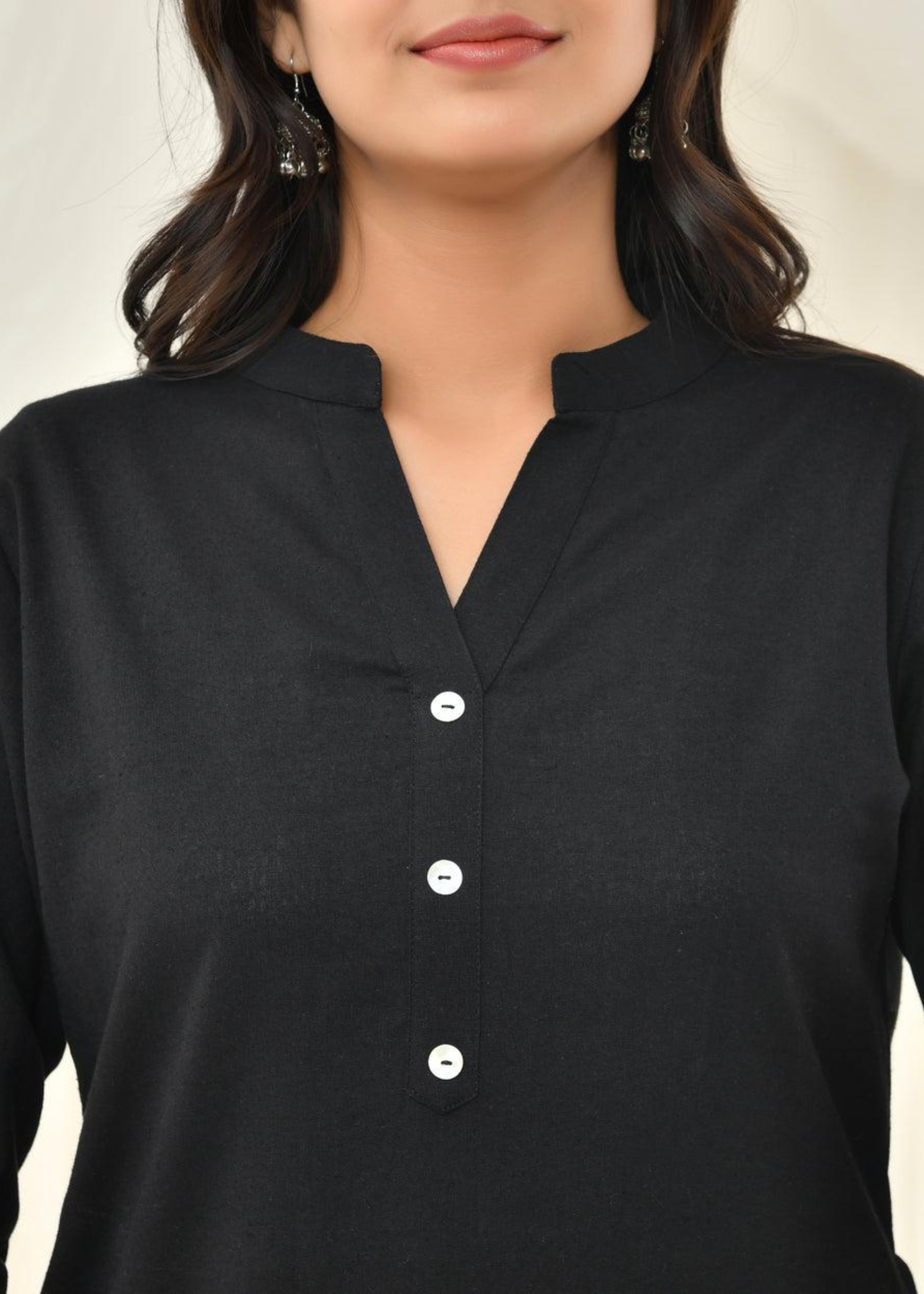 Black Pure Cotton Long Kurta