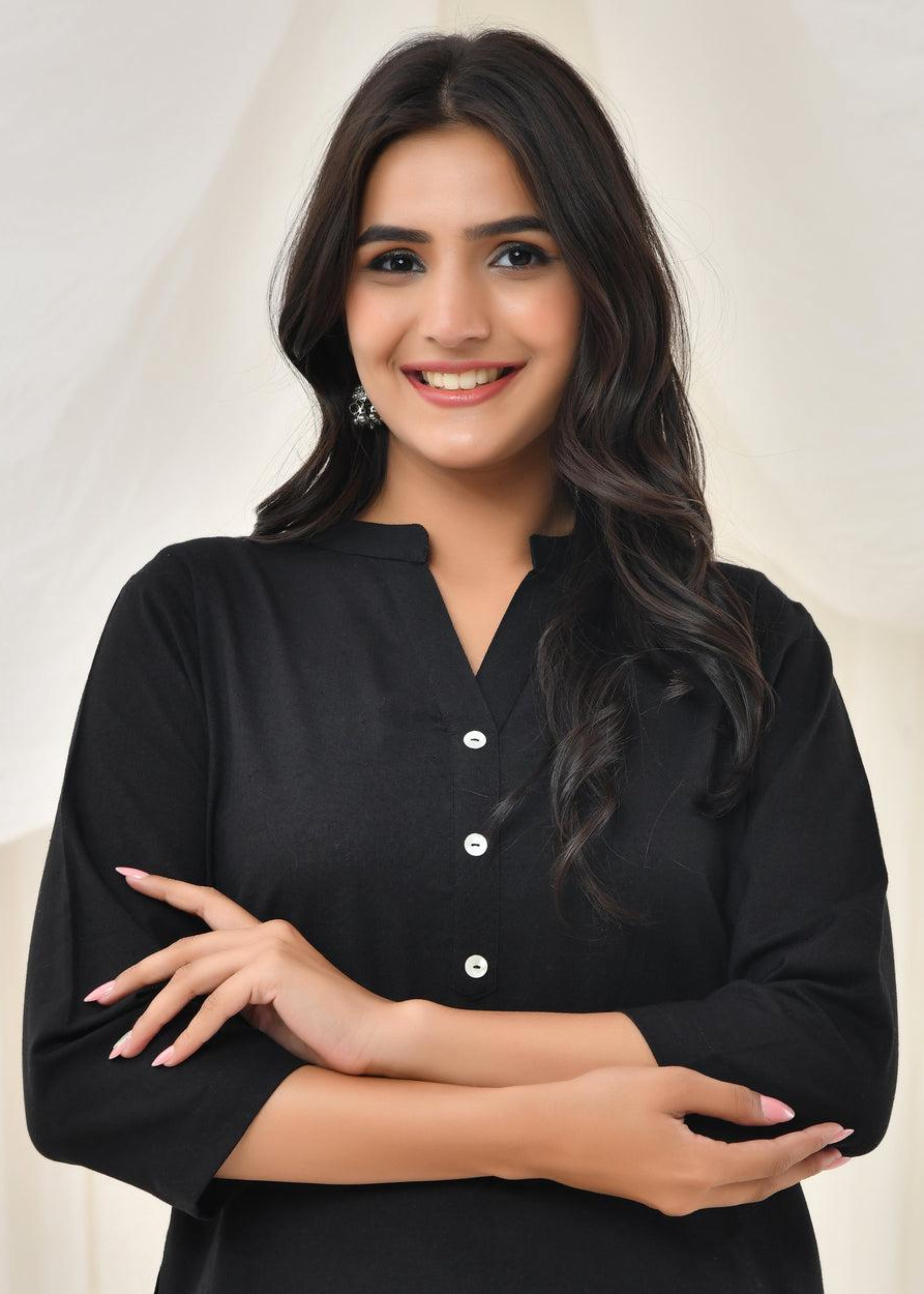 Black Pure Cotton Long Kurta