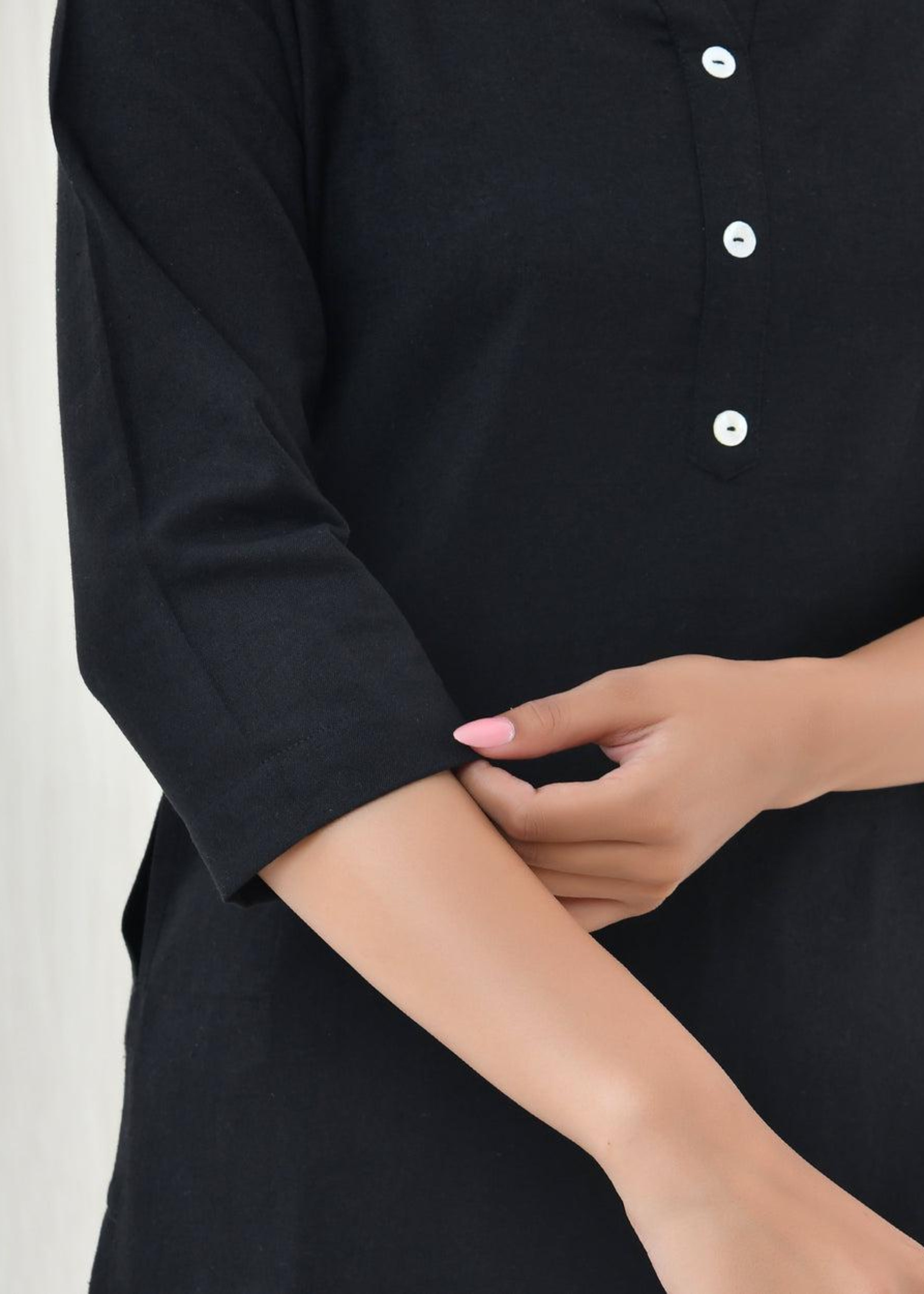 Black Pure Cotton Long Kurta