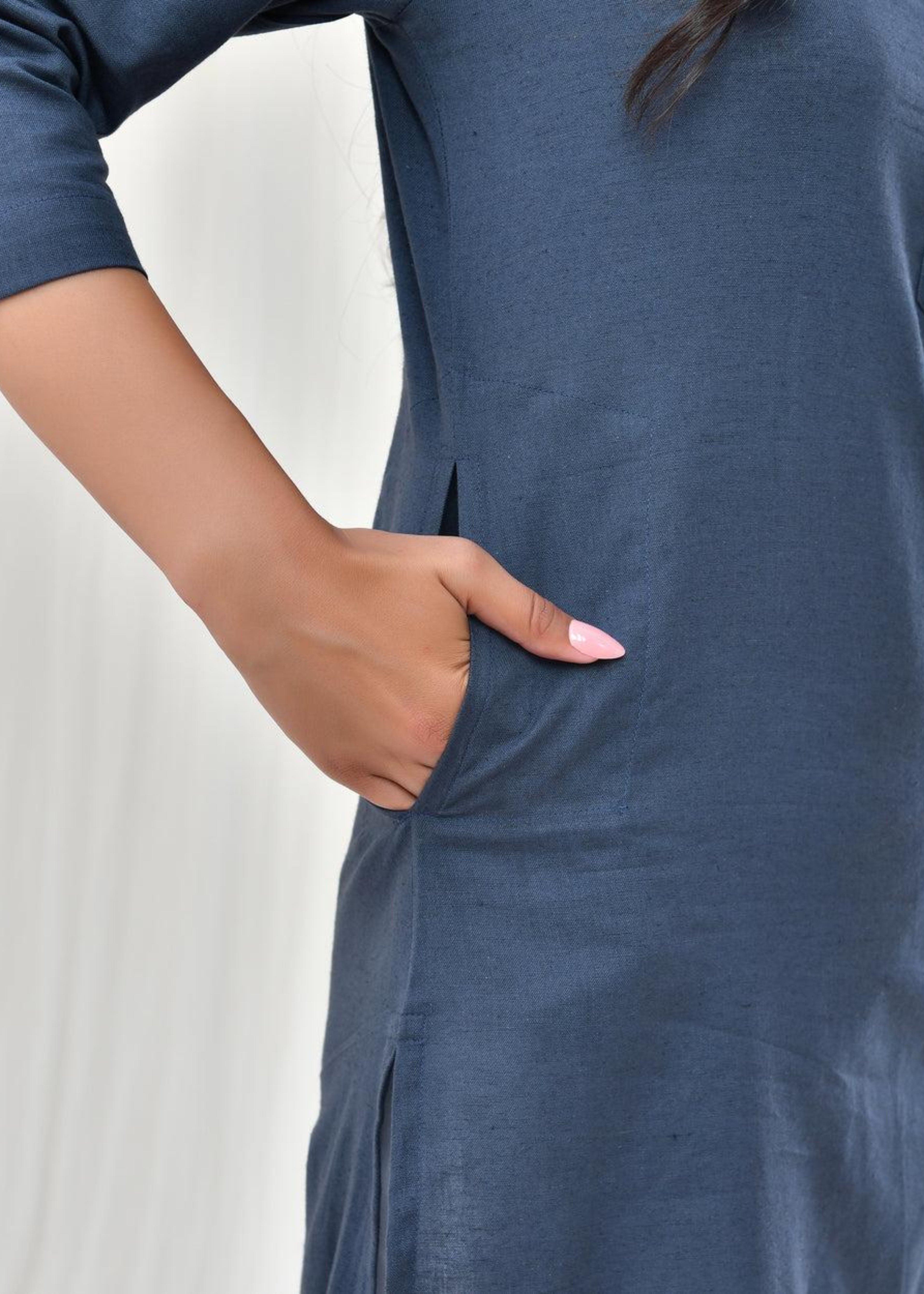 Cement Grey Pure Cotton Long Kurta