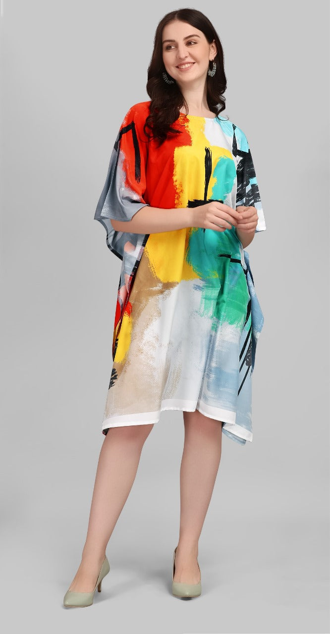 Vibrant Abstract Art Kaftan Dress