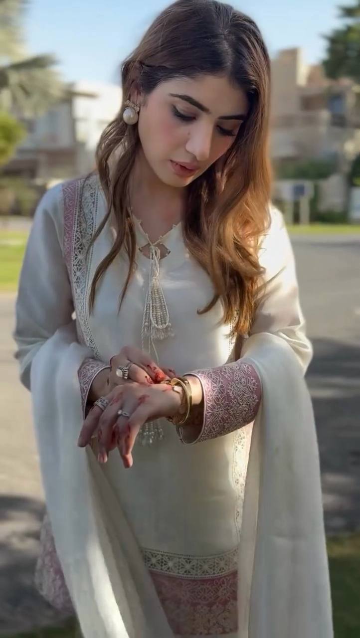 Ivory Shine Sharara Set with Pastel Pink Lace – Trending Wedding Festive Look