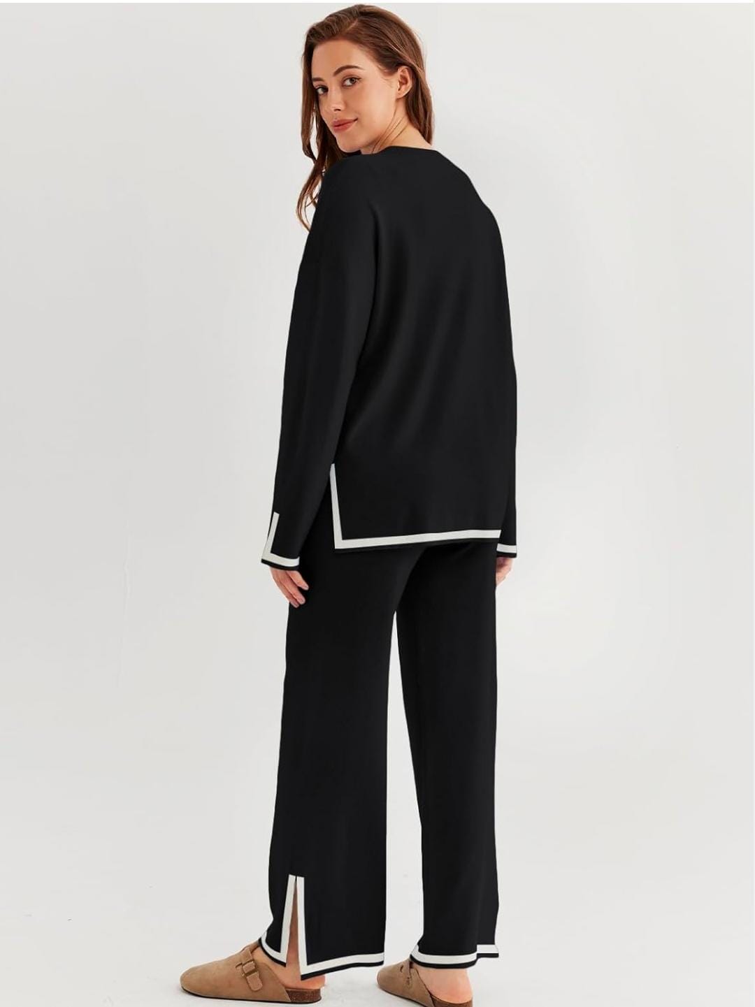 Chic Black Contrast Trim Co-Ord Set