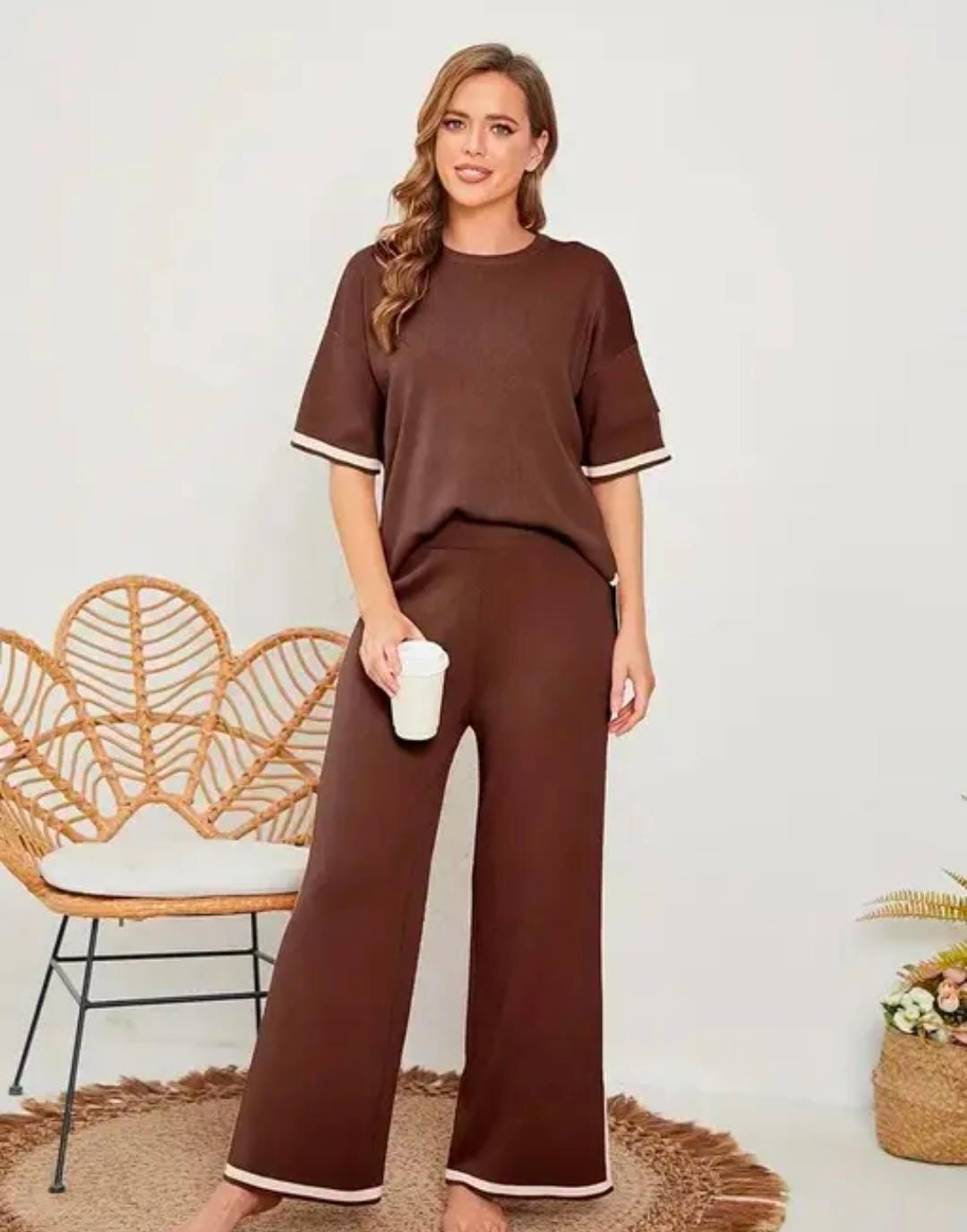 Chic Black Contrast Trim Co-Ord Set