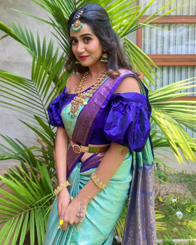 Beautiful Woven Design Banarasi Soft Silk Jacquard Saree
