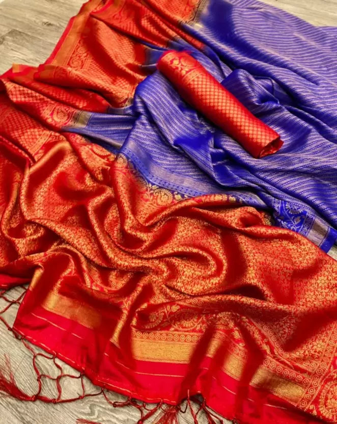 Beautiful Purple Woven Design Jacquard Pure Silk Saree
