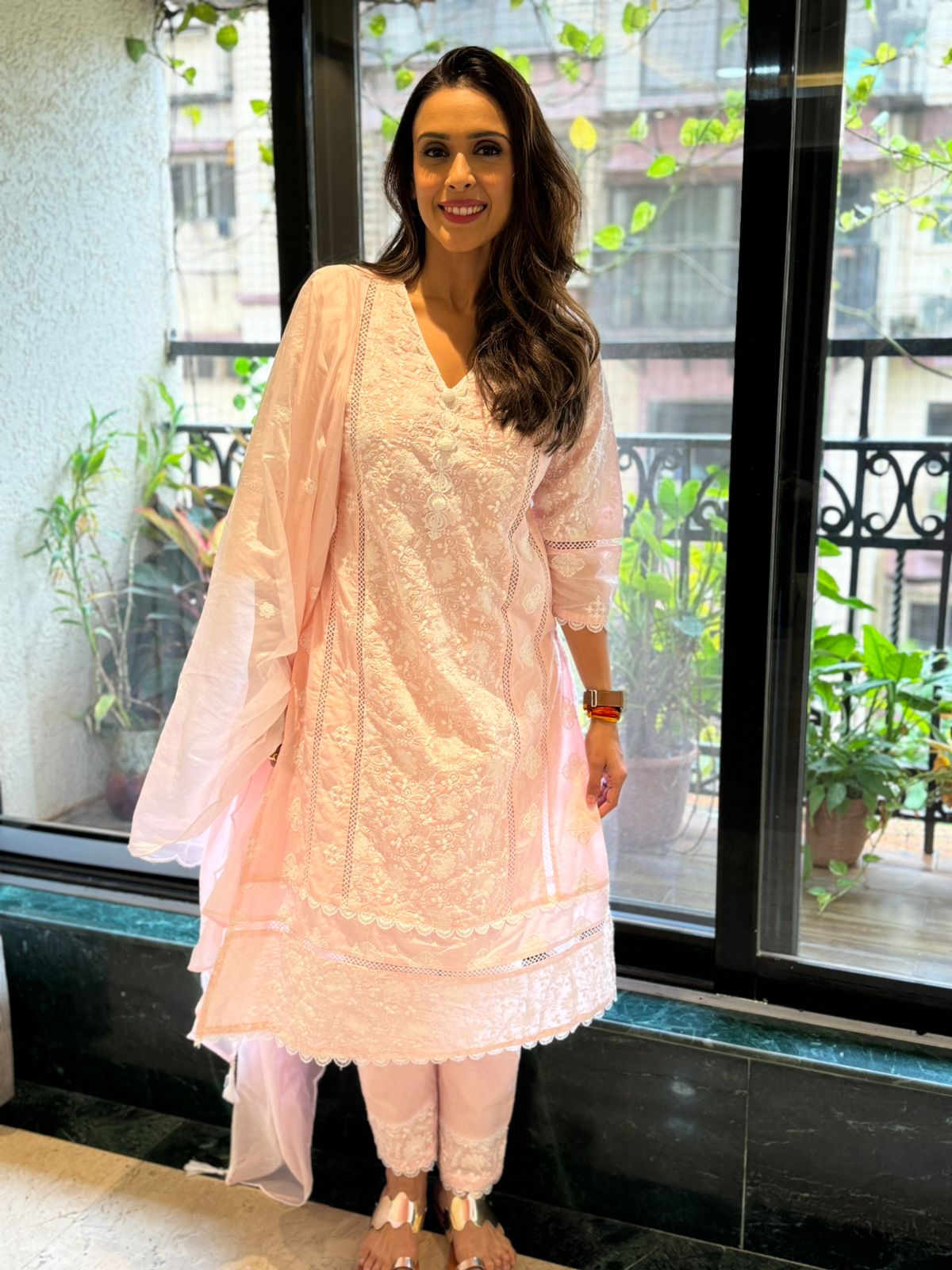 Pink Embroidered Kurta Set with Dupatta