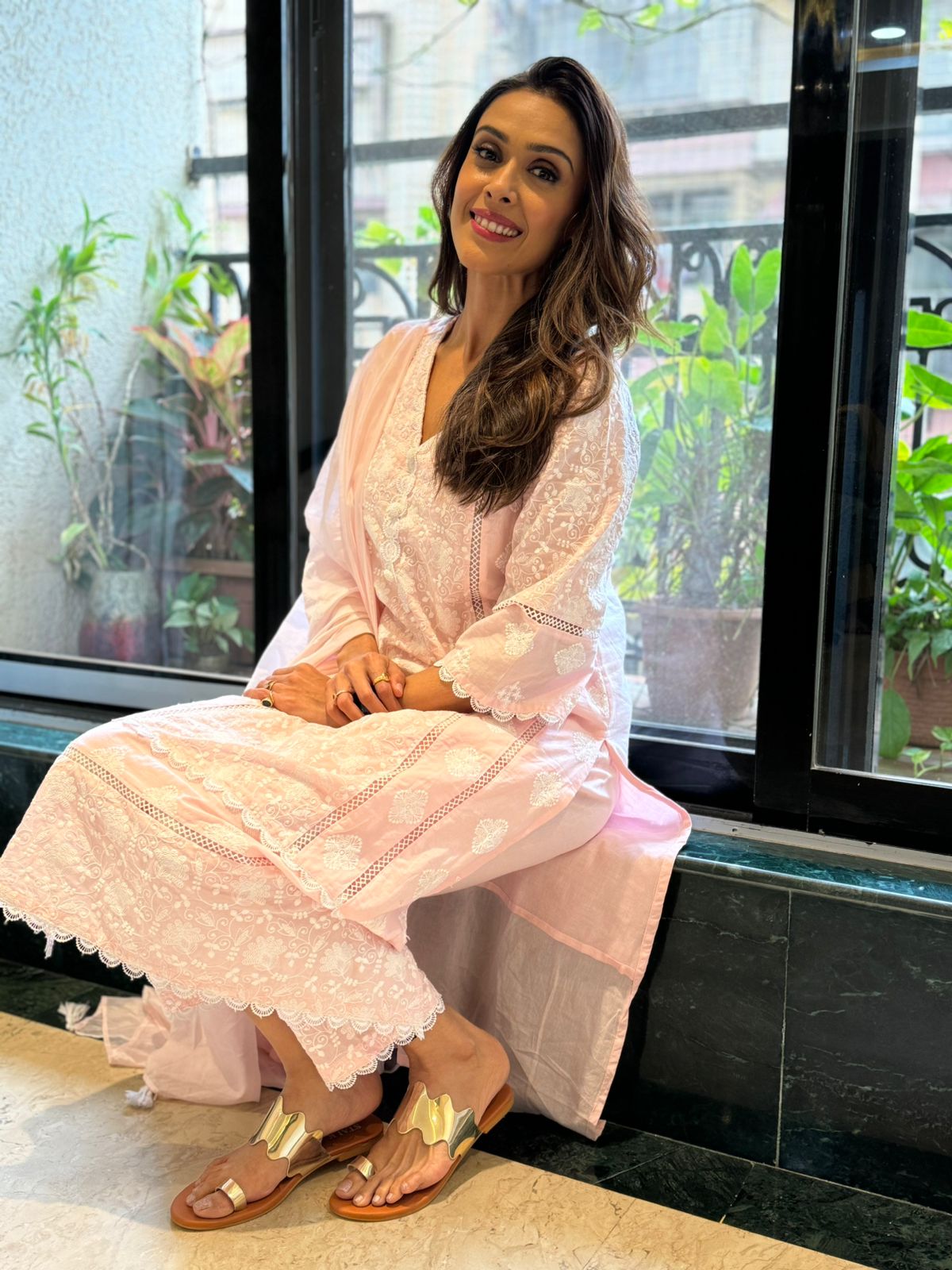 Pink Embroidered Kurta Set with Dupatta