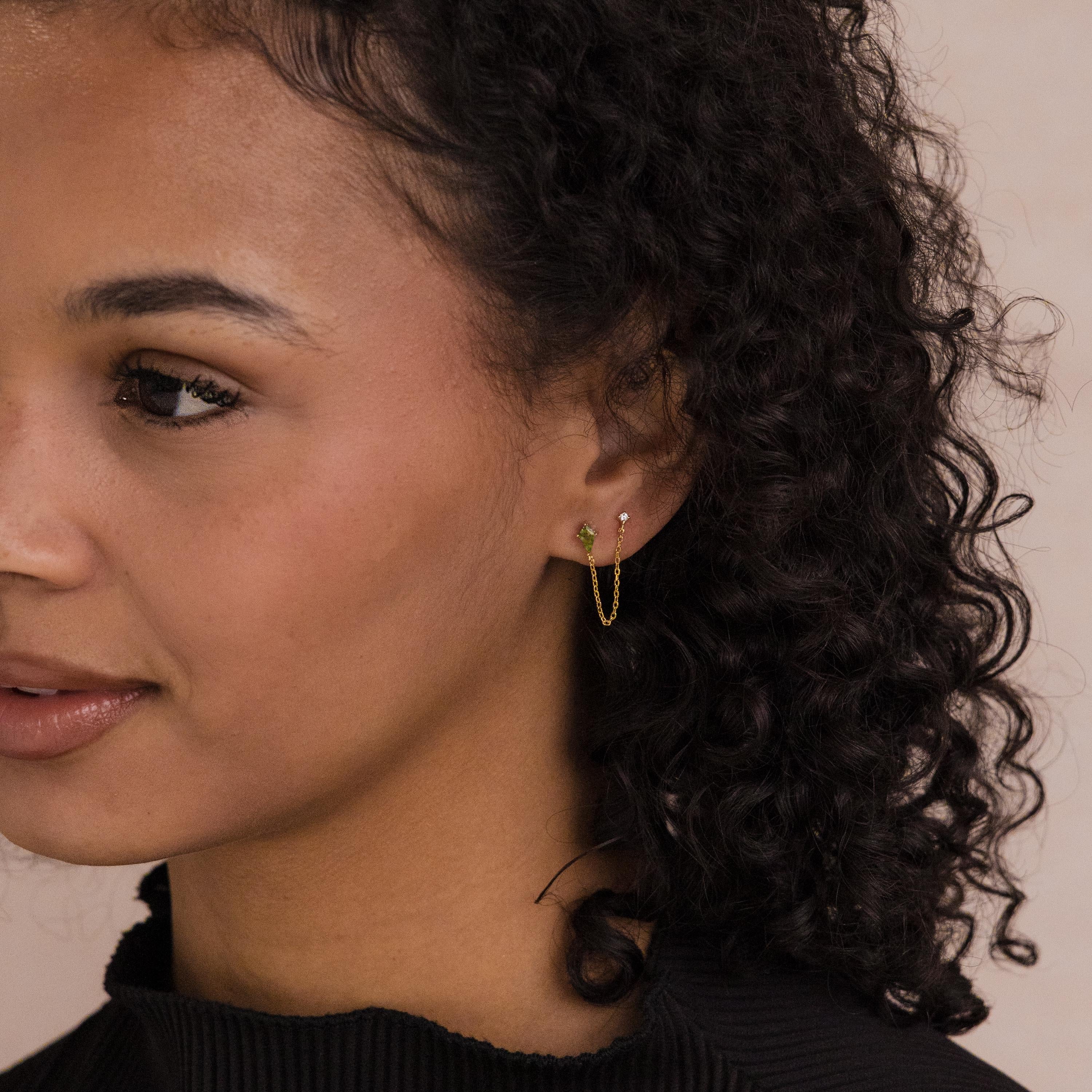 Agate Diamond Chain Earrings