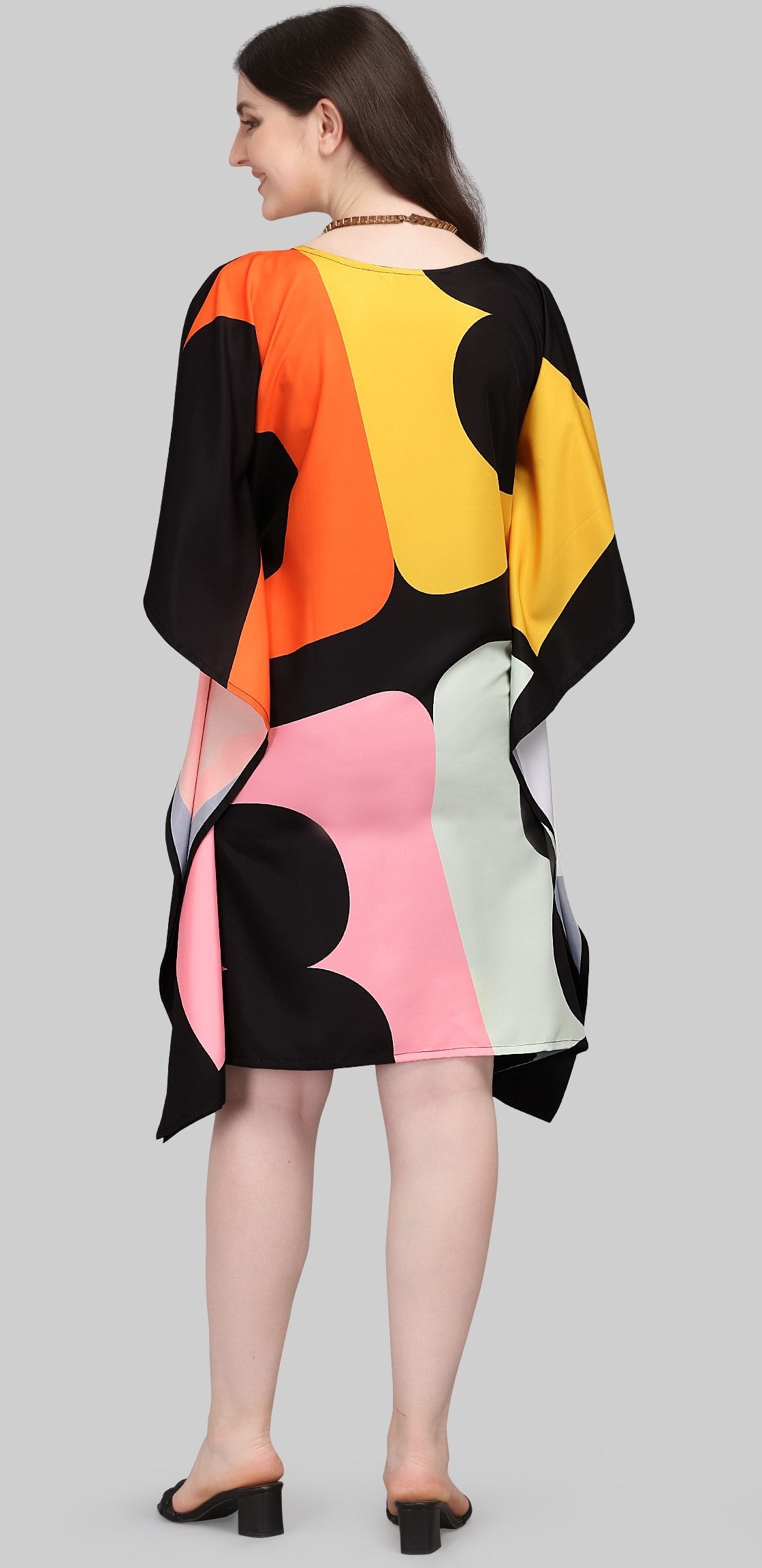 Multicolor Abstract Print Kaftan Dress
