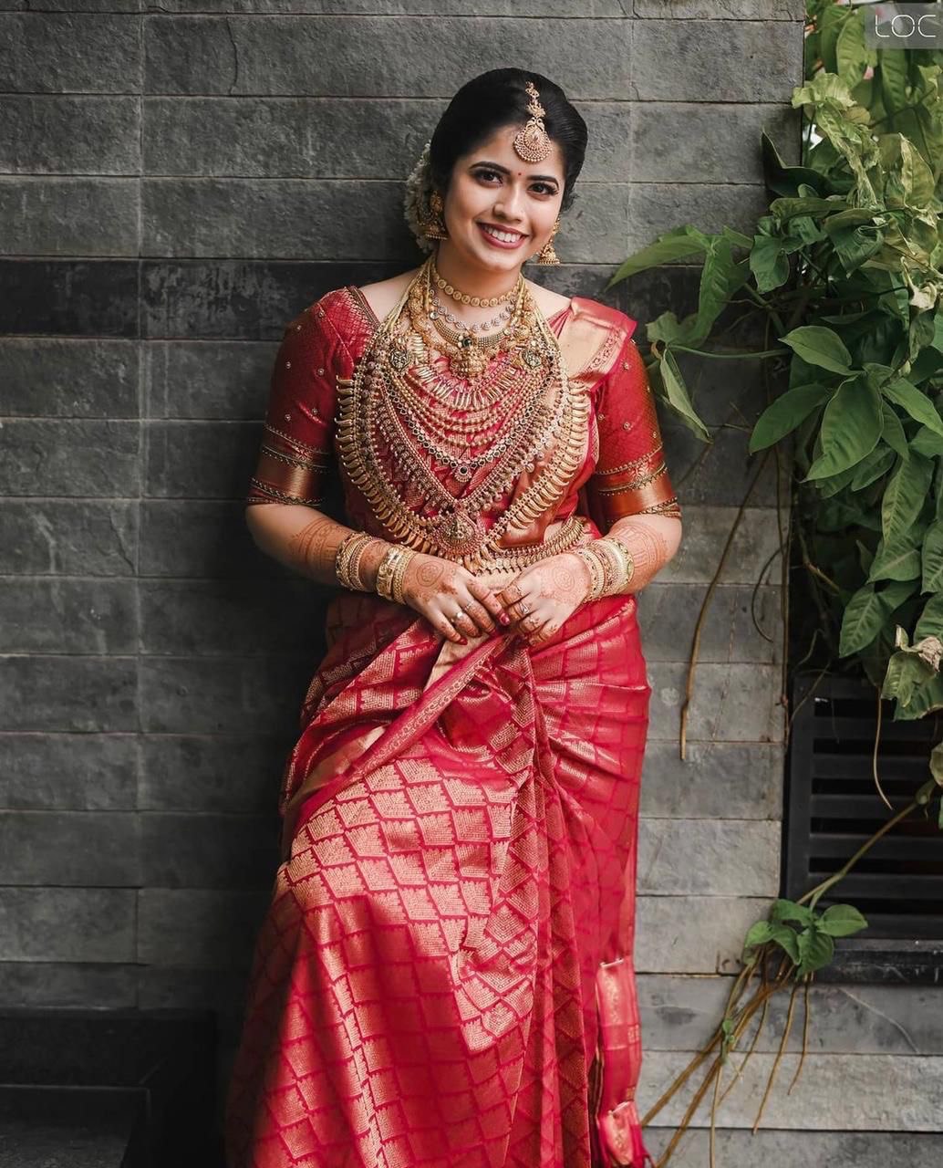 Assam Soft Silk Red Saree for Wedding