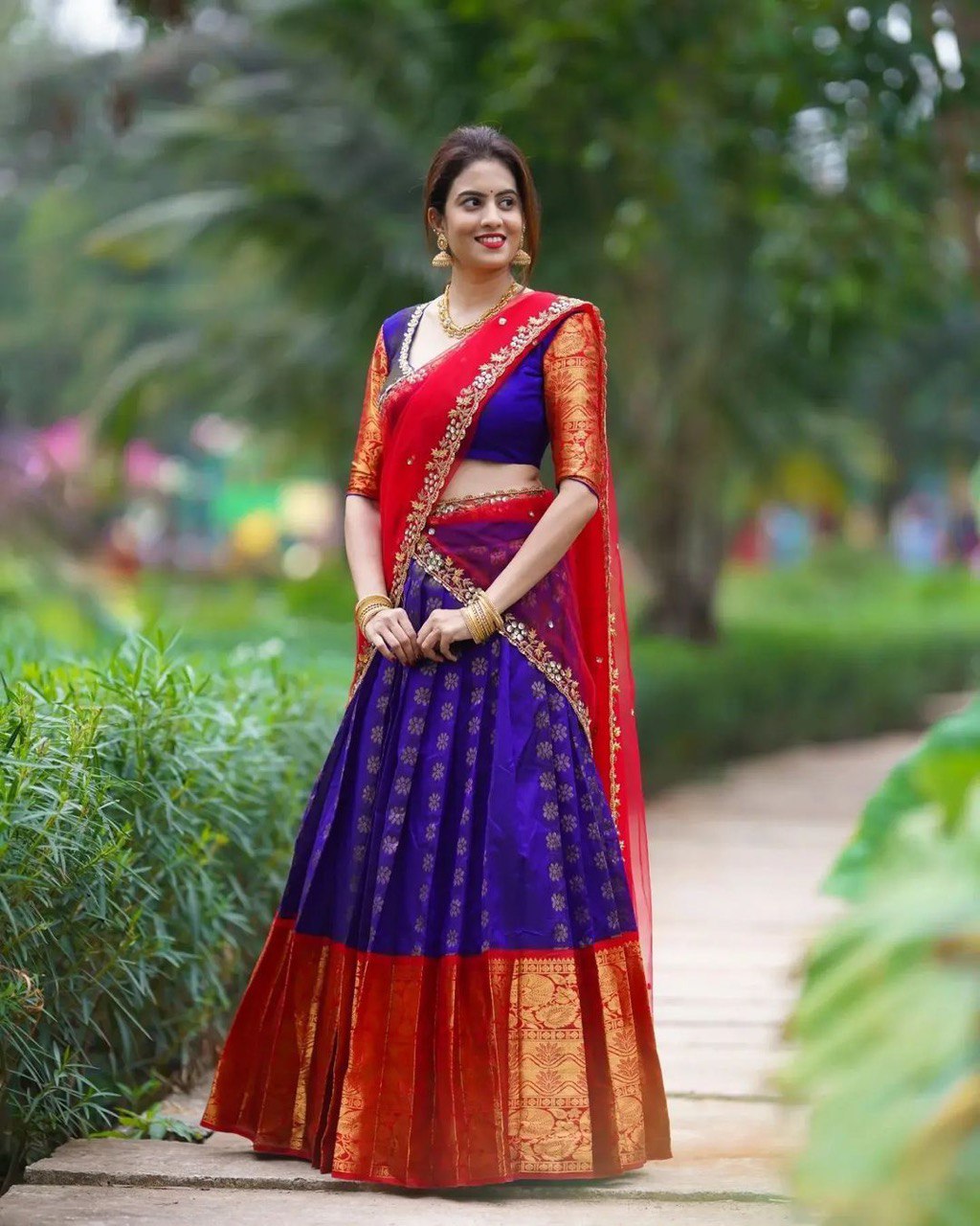 Beautiful Floral Printed Blue Soft Silk Lehenga Choli with Net Dupatta