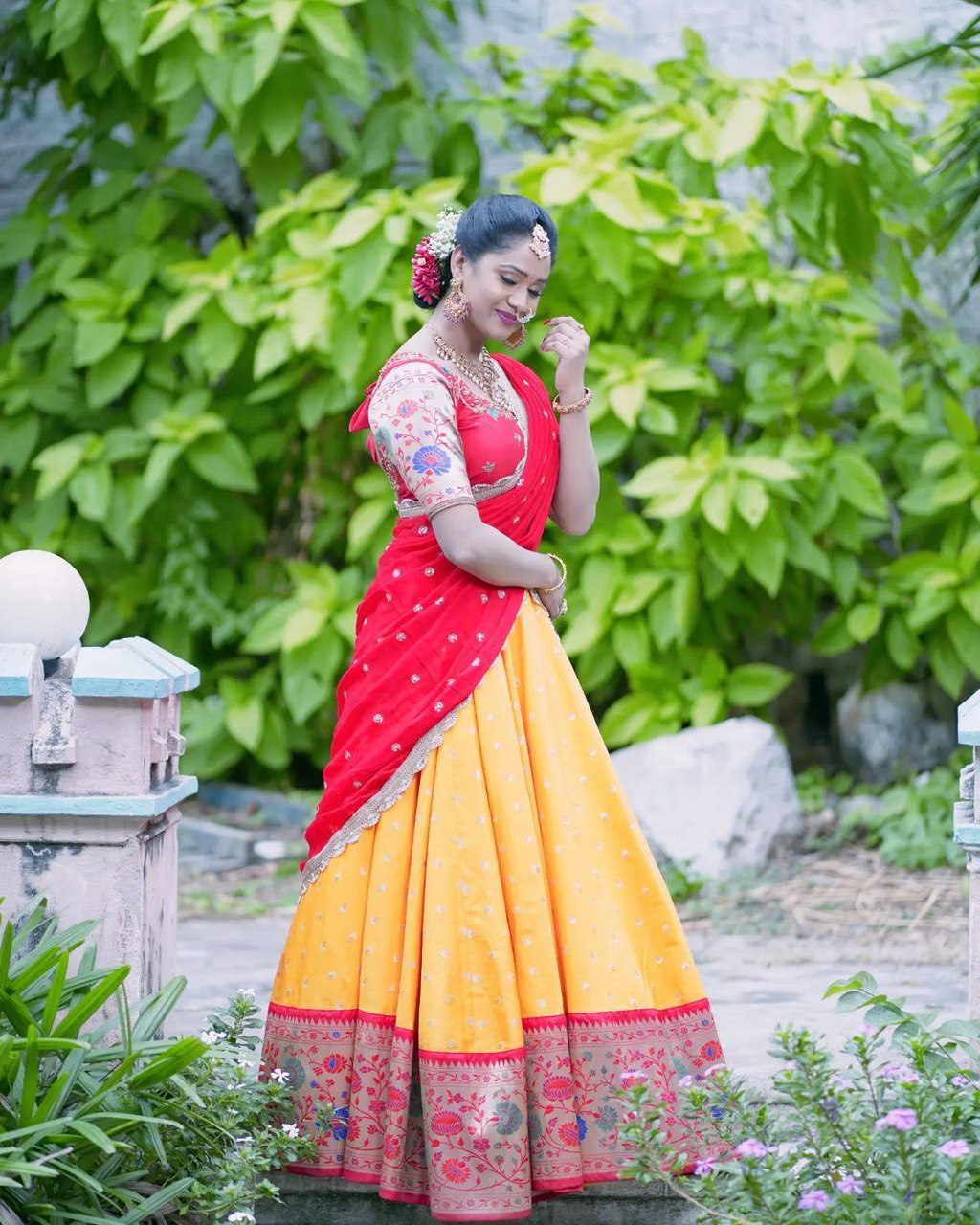 Yellow Paithani Pure Silk & Zari Embroidered Lehenga Choli