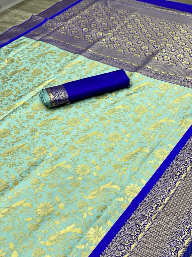 Banarasi Soft Silk Fabric With Kadwa Technique Saree
