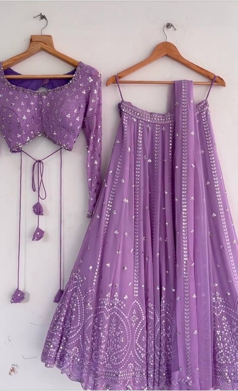 Light Purple Colour Embroidered Attractive Party Wear Silk Lehenga choli dc 170