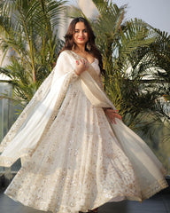 Faux Georgette Anarkali Suit – Thread & 9mm Sequins Work