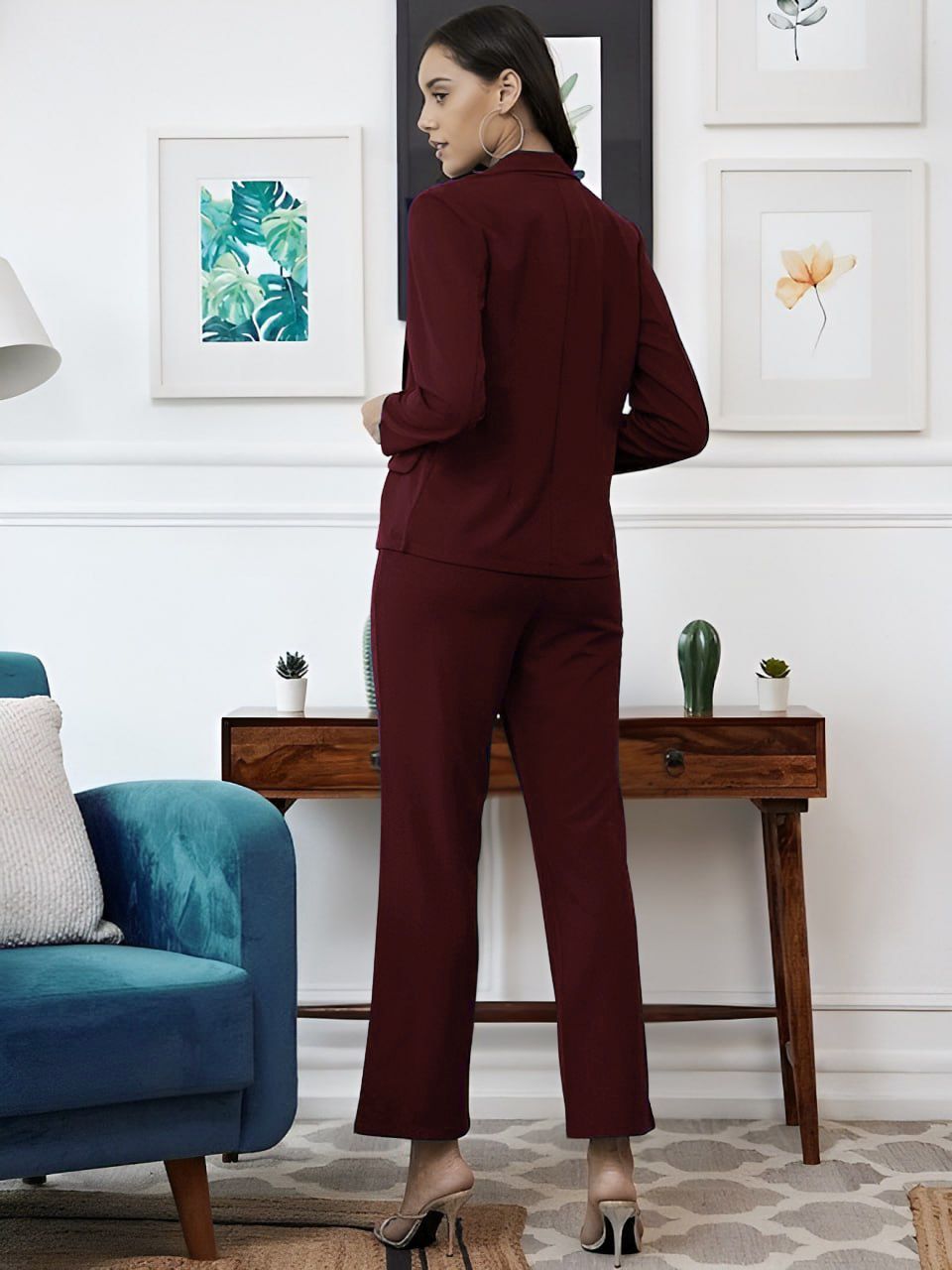 Elegant Black Blazer & Trouser Co-Ord Set with Crop Top