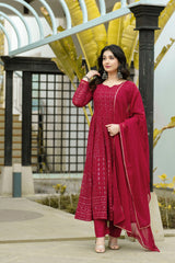 Faux Georgette Embroidered Anarkali Suit – Fully Stitched Festival & Party Wear