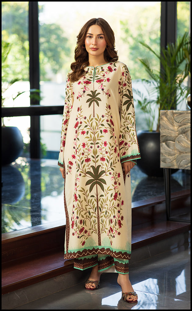 Creme Cluster Kurta Set with Red and Green Prints – A Perfect Blend of Elegance and Whimsy