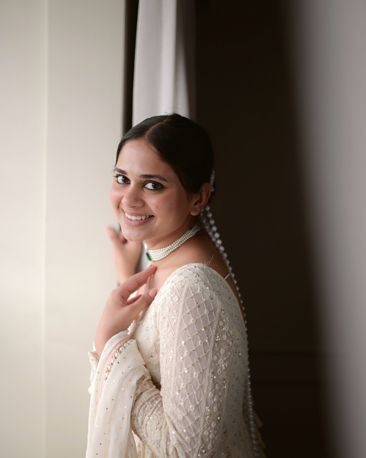 Alisha White Embroidered Anarkali Suit Set